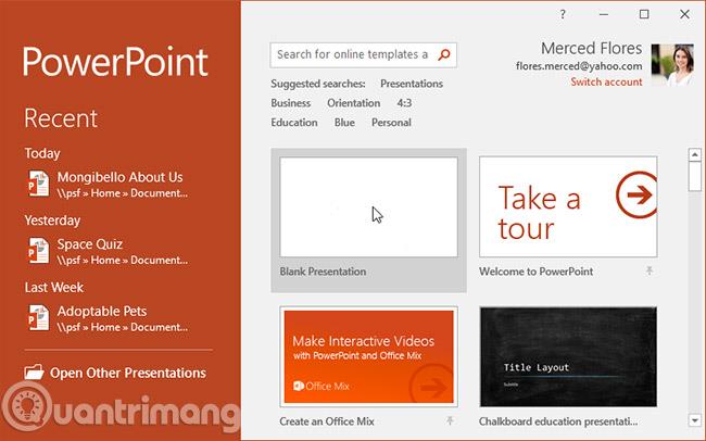PowerPoint 2016: Microsoft PowerPoint 2016 시작하기