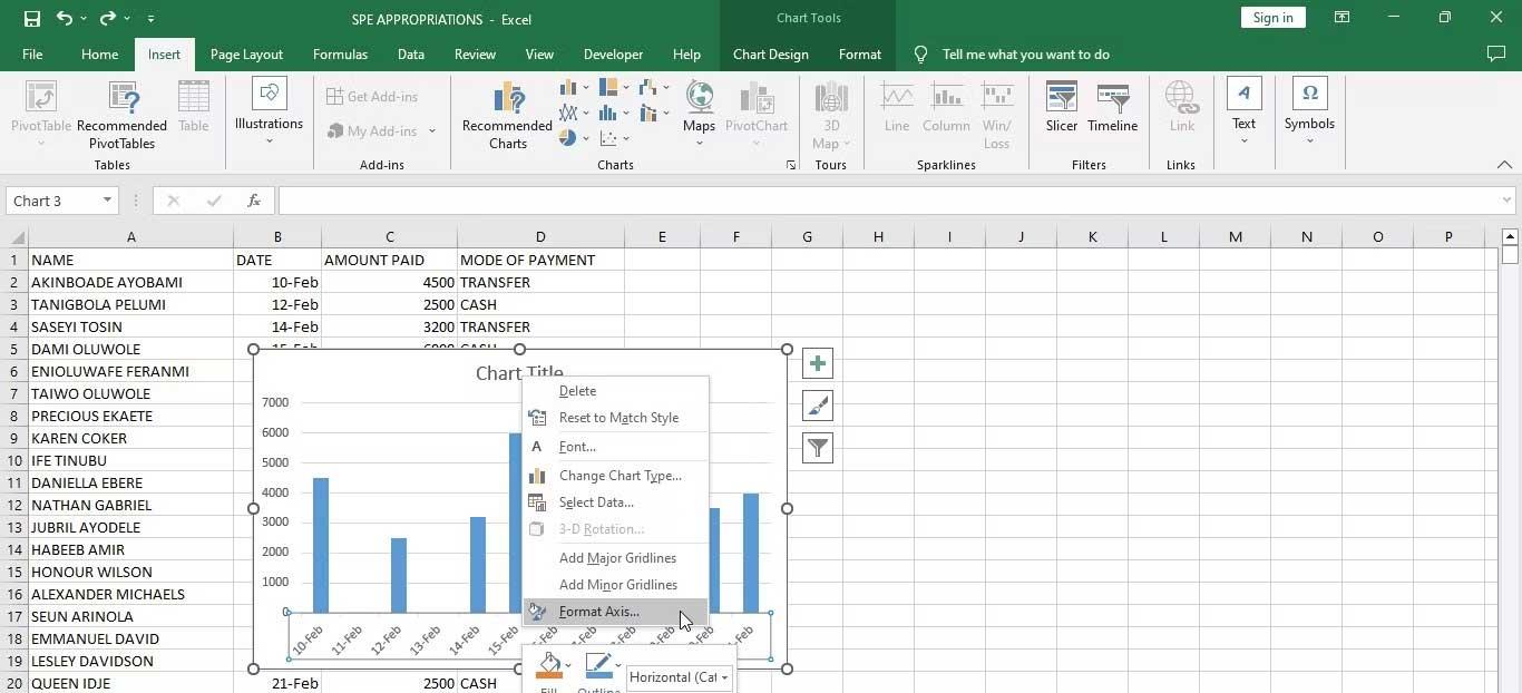 วิธีแสดงหรือซ่อนแกนแผนภูมิใน Excel