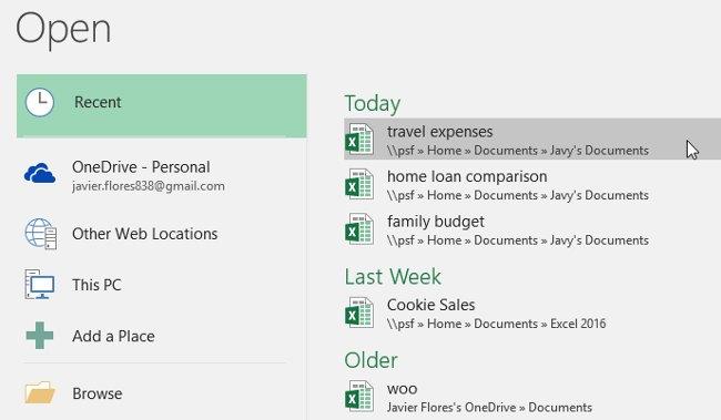 Excel 2016 - レッスン 3: 新しいスプレッドシートを作成して既存のスプレッドシートを開く方法