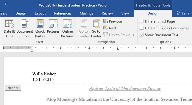 Word 2016 (Bölüm 14) için tam kılavuz: Sayfa başlığı (Üstbilgi) ve altbilgi (Altbilgi)