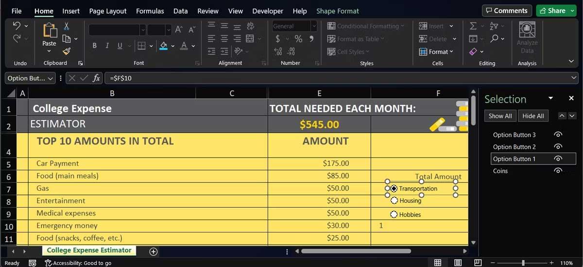 Cómo insertar y personalizar botones de opción en Excel