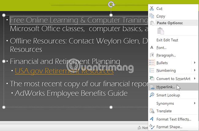 PowerPoint 2016 : lien hypertexte dans PowerPoint