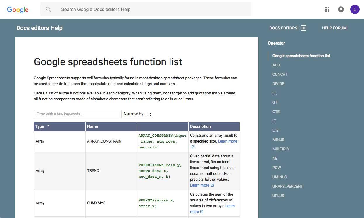 Google Spreadsheets (deel 8): Werken met functies