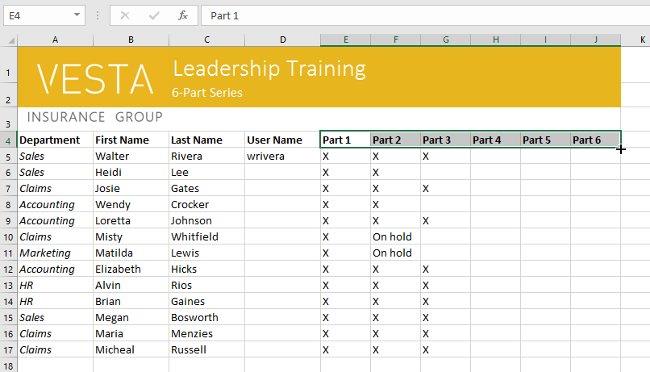 Excel 2016 - Leçon 5 : Concepts de base des cellules et des plages