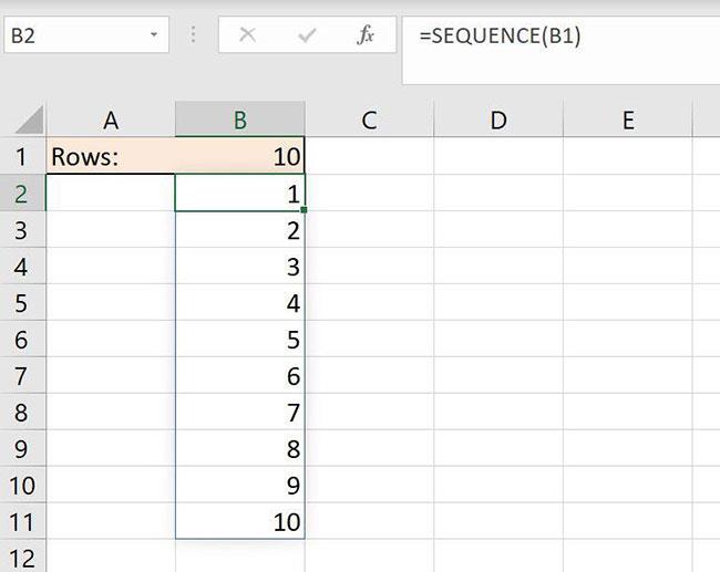 Microsoft Excel 365 で SEQUENCE() 関数を使用する方法