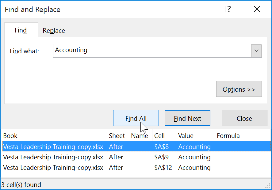 Excel 2019 (Partea 9): funcția Găsește și înlocuiește