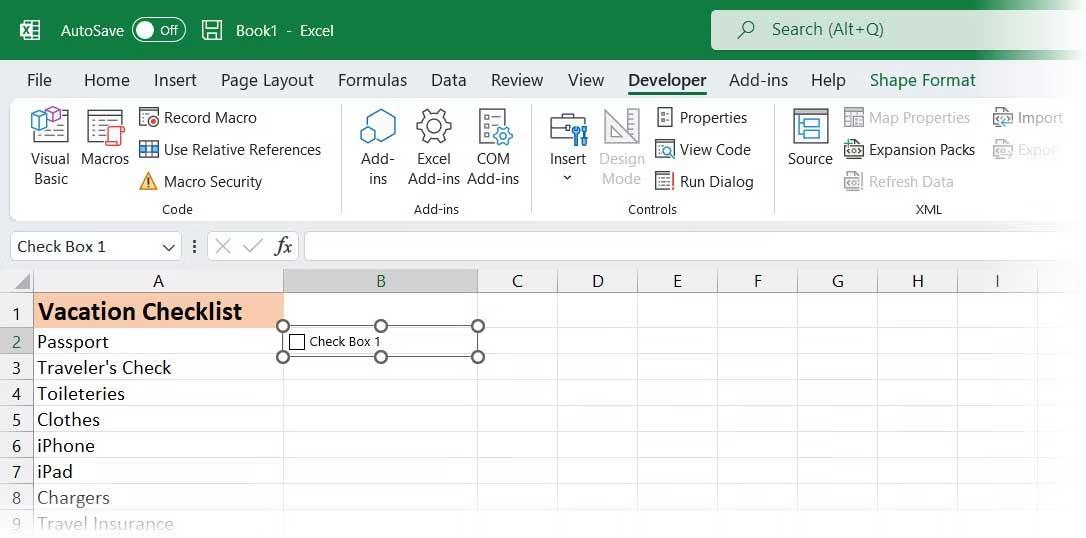 Cara membuat senarai semak dalam Microsoft Excel