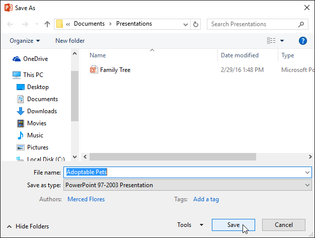 PowerPoint 2019 (Partie 3) : Enregistrer une présentation