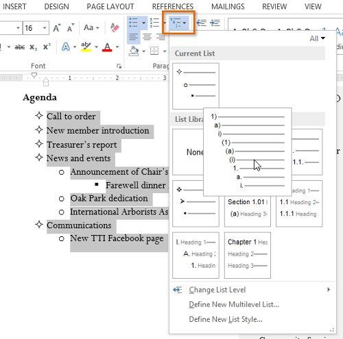 Word 2013 完整指南（第 10 部分）：Microsoft Word 中的項目符號、編號、多層列表