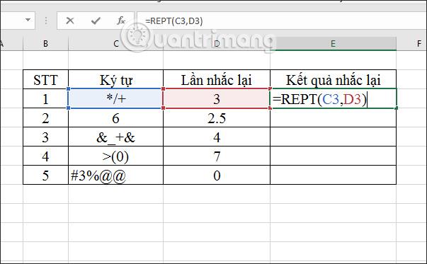 Cum se utilizează funcția REPT pe Excel