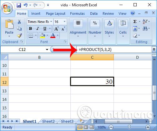 Cara menggunakan fungsi pendaraban (fungsi PRODUK) dalam Excel