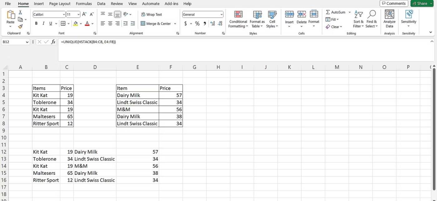 Cómo utilizar las funciones VSTACK y HSTACK en Excel