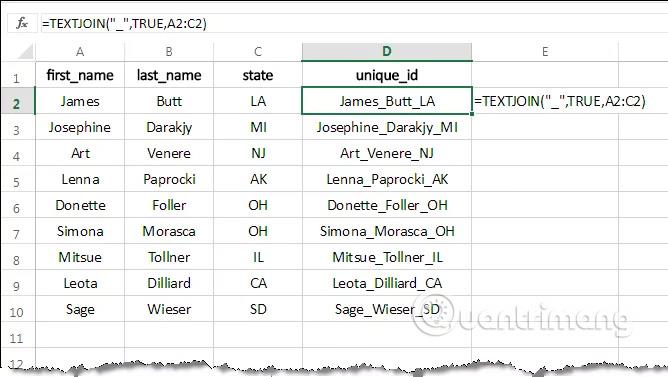 Come utilizzare la funzione TESTOJOIN in Excel 2016