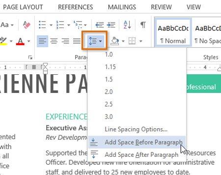 Word 2013 完整指南（第 9 部分）：使用行間距和段落間距