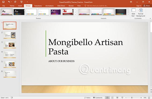 PowerPoint 2016: นำธีมไปใช้ใน PowerPoint