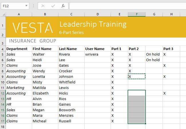 Excel 2016 - Leçon 5 : Concepts de base des cellules et des plages