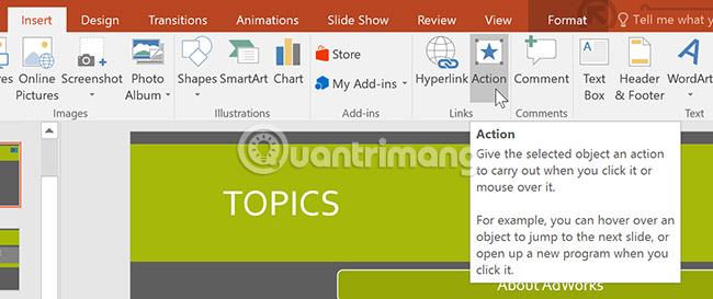 PowerPoint 2016: Butang tindakan dalam PowerPoint