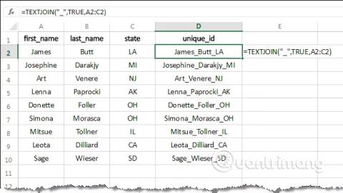 كيفية استخدام وظيفة TEXTJOIN في Excel 2016