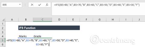 وظيفة IFS في Excel والاستخدام وأمثلة محددة