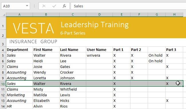 Excel 2016 - Leçon 5 : Concepts de base des cellules et des plages