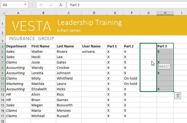 Excel 2016 - Leçon 5 : Concepts de base des cellules et des plages