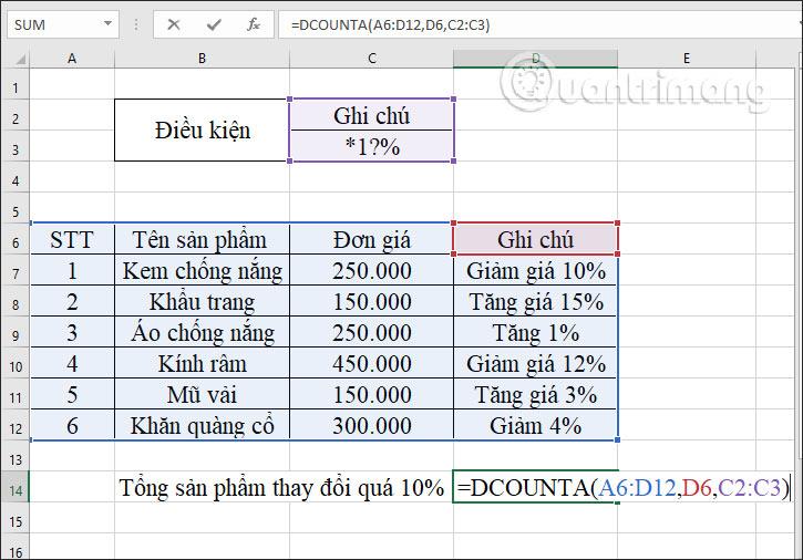 Fungsi DCOUNTA, cara menggunakan fungsi untuk mengira sel bukan kosong dalam Excel