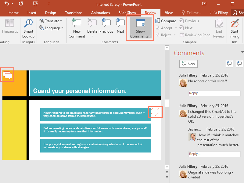 PowerPoint 2016: Sunum incelemesi