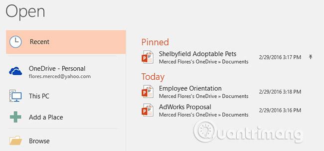 PowerPoint 2016: สร้างและเปิดงานนำเสนอ