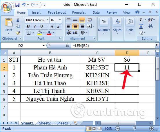 LEN-Funktion in Excel: Funktion zum Ermitteln der Länge einer Zeichenfolge