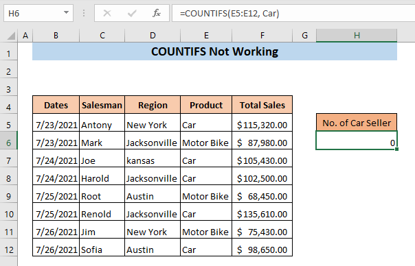 COUNTIFS-Funktion, wie man die Zellenzählfunktion gemäß mehreren Bedingungen in Excel verwendet