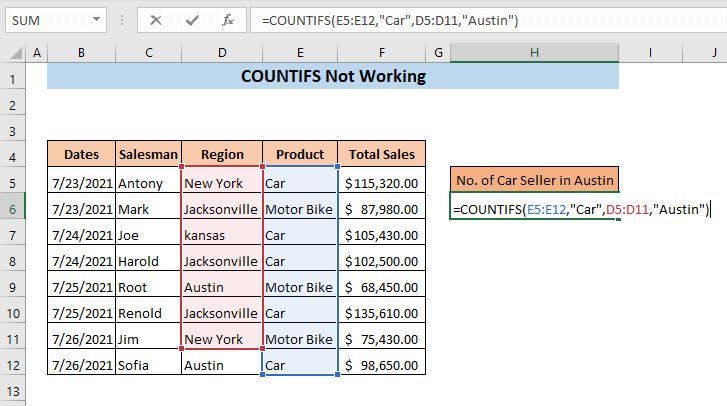 COUNTIFS-functie, hoe u de celtellingsfunctie gebruikt volgens meerdere voorwaarden in Excel