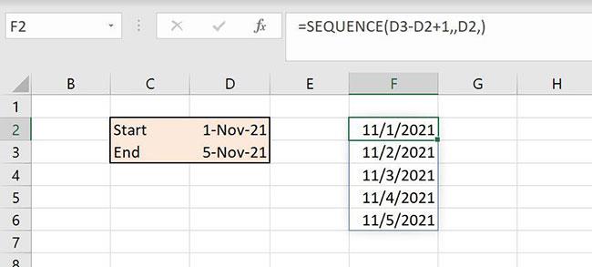 Microsoft Excel 365에서 SEQUENCE() 함수를 사용하는 방법
