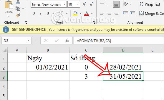 Excel EOMONTH işlevi, EOMONTH işlevi nasıl kullanılır?