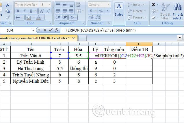 ฟังก์ชัน IFERROR ใน Excel สูตรและการใช้งาน