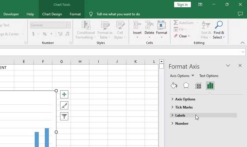 Cómo mostrar u ocultar los ejes del gráfico en Excel
