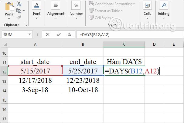 Excel 中的 DAYS 函數：如何在 Excel 中計算日期距離