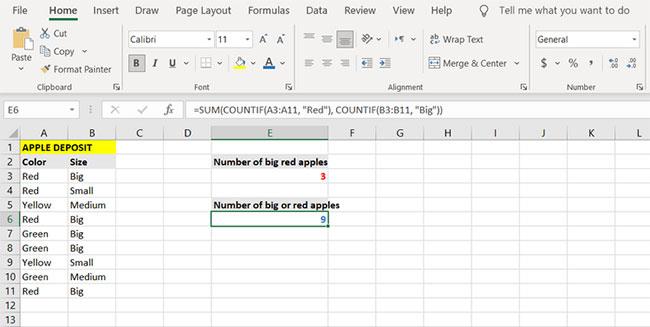 COUNTIFS işlevi, Excel'de birden çok koşula göre hücre sayımı işlevinin nasıl kullanılacağı