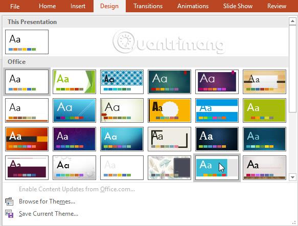 PowerPoint 2016: นำธีมไปใช้ใน PowerPoint