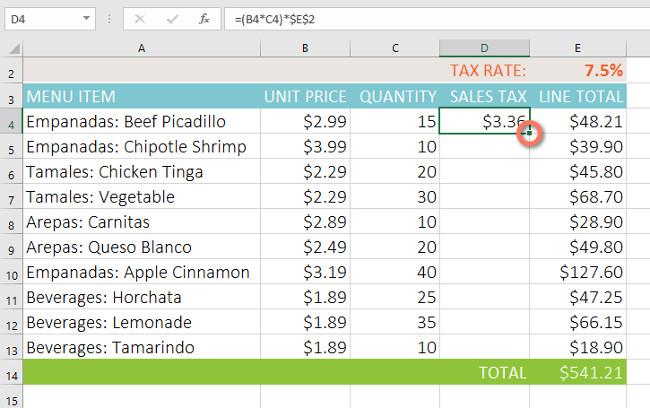 Excel 2016 - レッスン 15: 相対セル参照と絶対セル参照