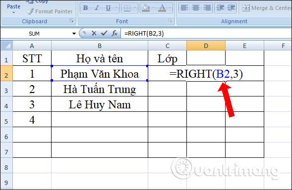 Fungsi RIGHT, cara menggunakan fungsi untuk memotong rentetan aksara ke kanan dalam Excel