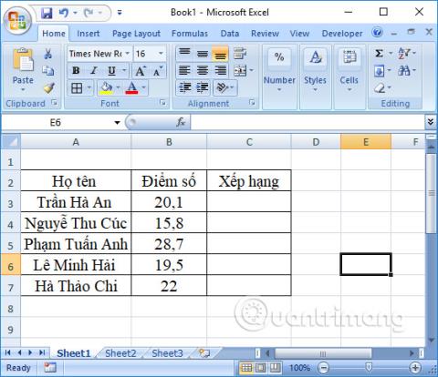 Cum să clasați în Excel folosind funcția RANK