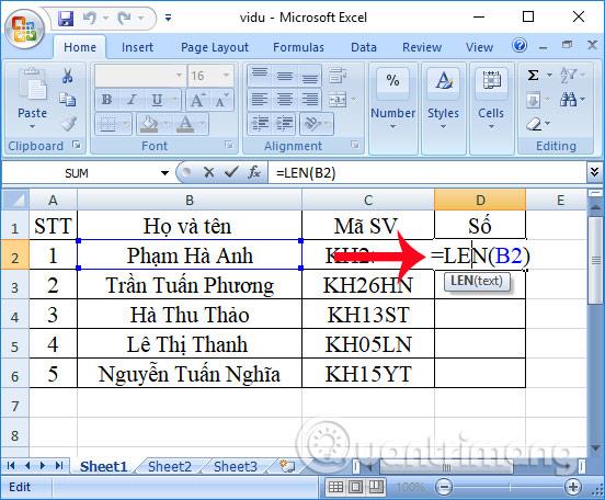 دالة LEN في Excel: دالة للحصول على طول السلسلة