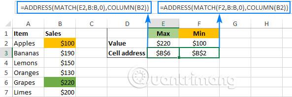 كيفية استخدام وظيفة ADDRESS في Excel