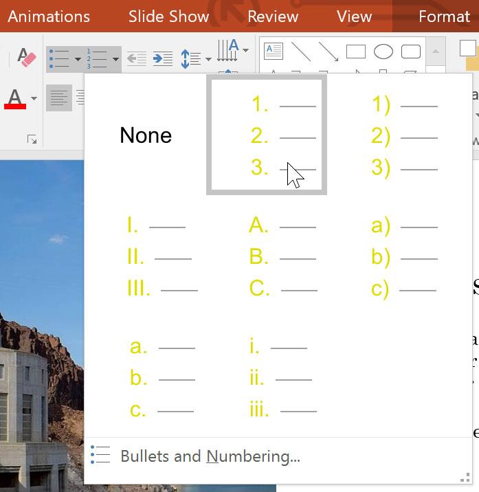 PowerPoint 2019 (الجزء 12): القائمة