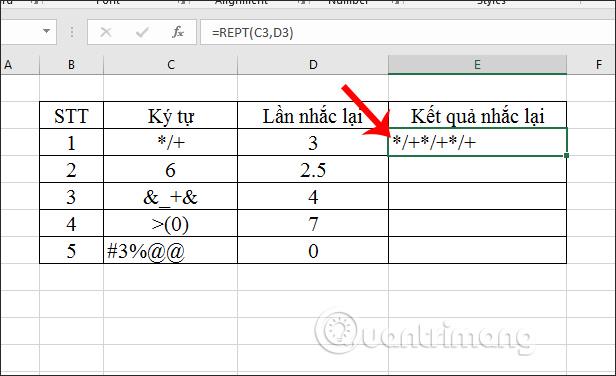 Cum se utilizează funcția REPT pe Excel