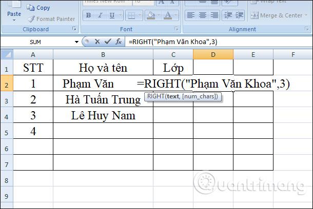 Fungsi RIGHT, cara menggunakan fungsi untuk memotong rentetan aksara ke kanan dalam Excel