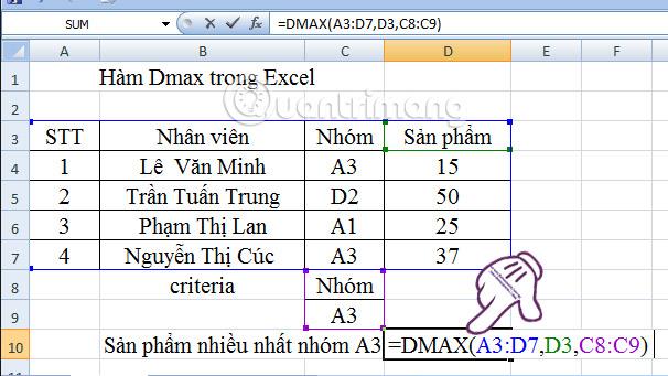 Instrucciones sobre cómo utilizar la función Dmax en Excel