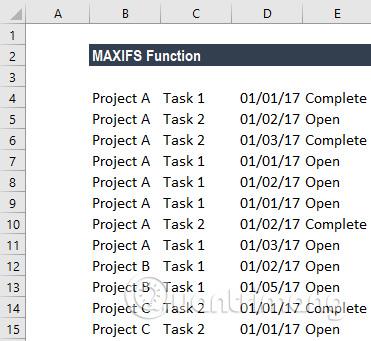 如何在Excel 2016中使用MAXIFS函數