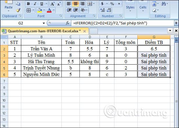 Fungsi IFERROR dalam Excel, formula dan penggunaan