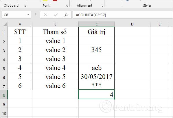 Función CONTARA en Excel, función para contar celdas que contienen datos con uso específico y ejemplos